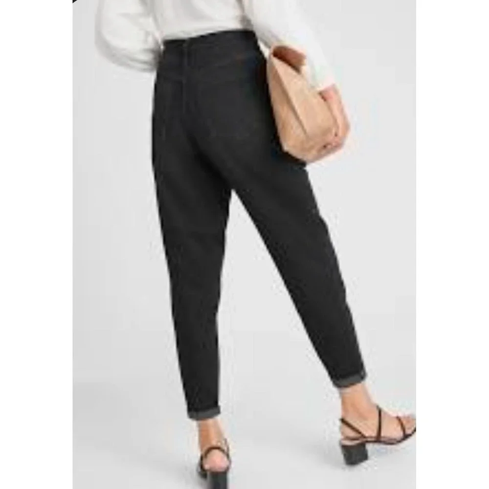 Banana Republic High Rise Slouchy Ankle Rollup Faded Black Denim Jeans Sz‎ 26 2